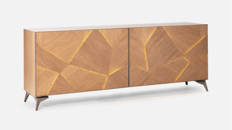Backlit wooden 2-door buffet ECLIPSE